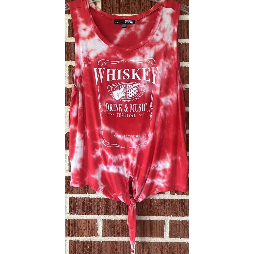 Rebel Sugar Red Tie Dye Nashville Tank Size Large